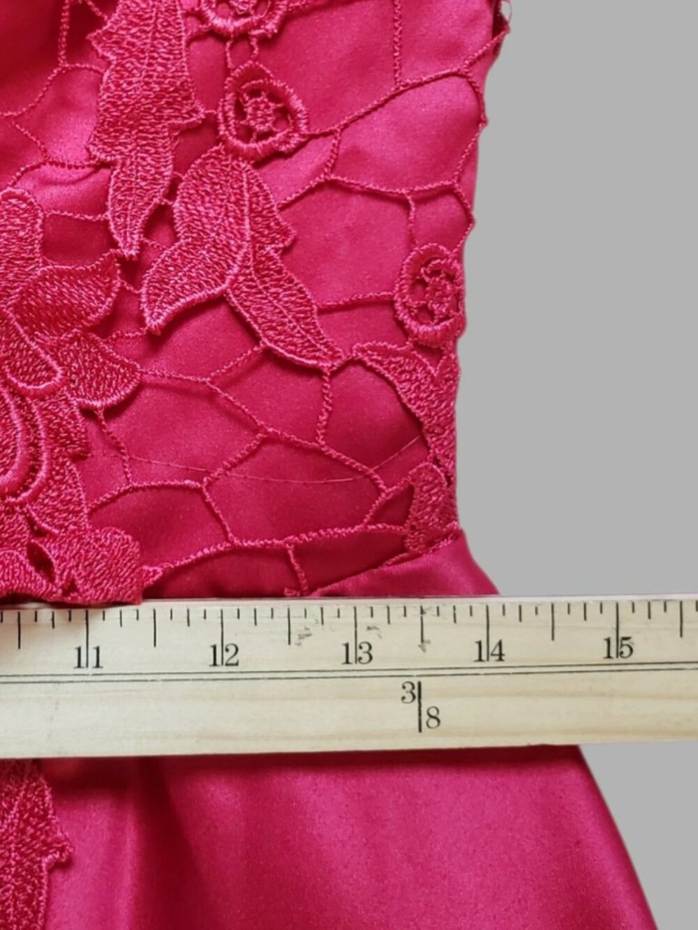 Juwan Women’s Floral Lace Satin Fit & Flare Cocktail Party Dress Red Large - Picture 6 of 12